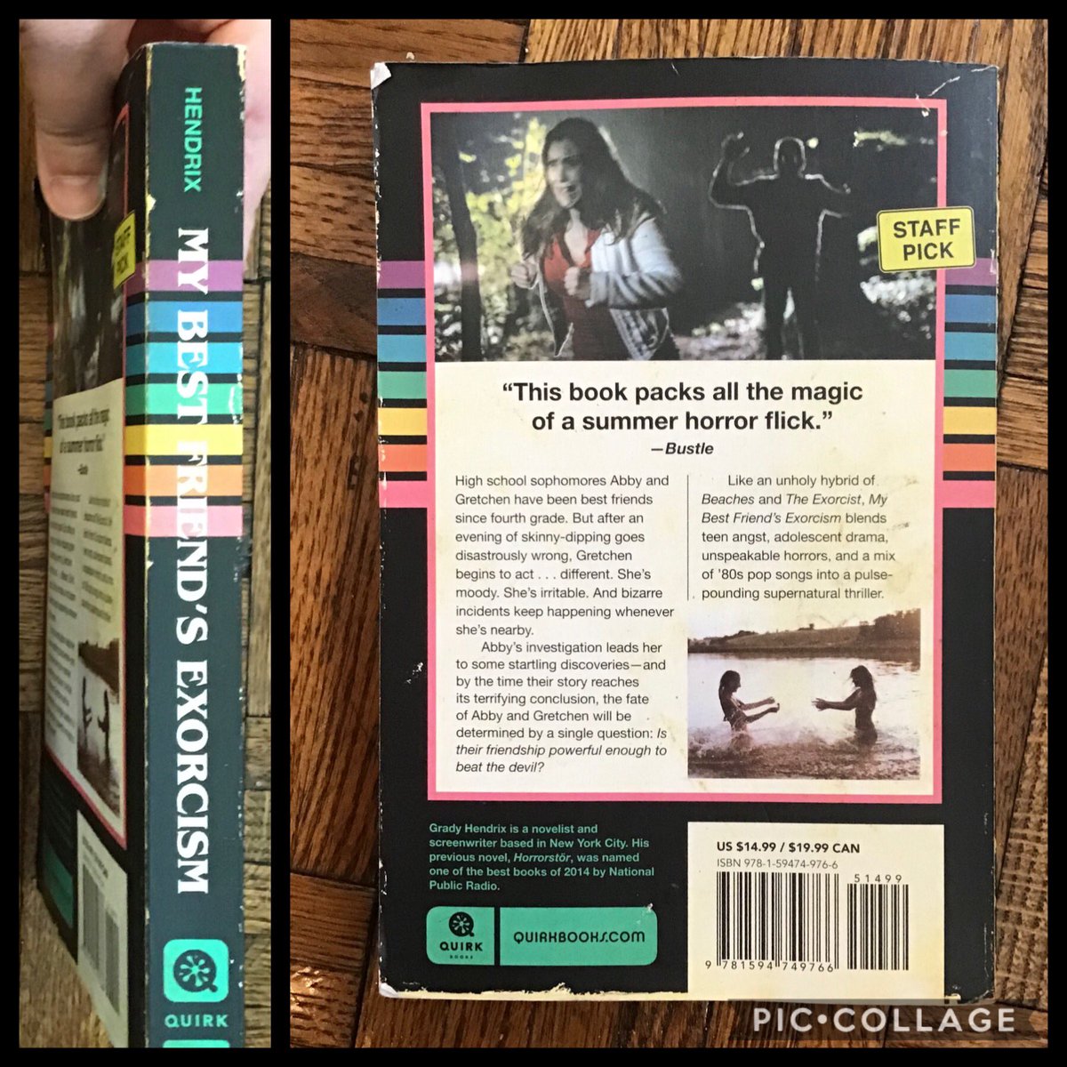 5) My Best Friend’s Exorcism, Grady Hendrix. Quirk Books. Cover illus. by Hugh Fleming, design by Doogie Horner. ISBN 978-1-59474-976-6. Fiction.Hendrix is a HERO insisting on cool covers for his books. This one is designed with PRINTED WEAR to look like an old VHS tape. RAD!!