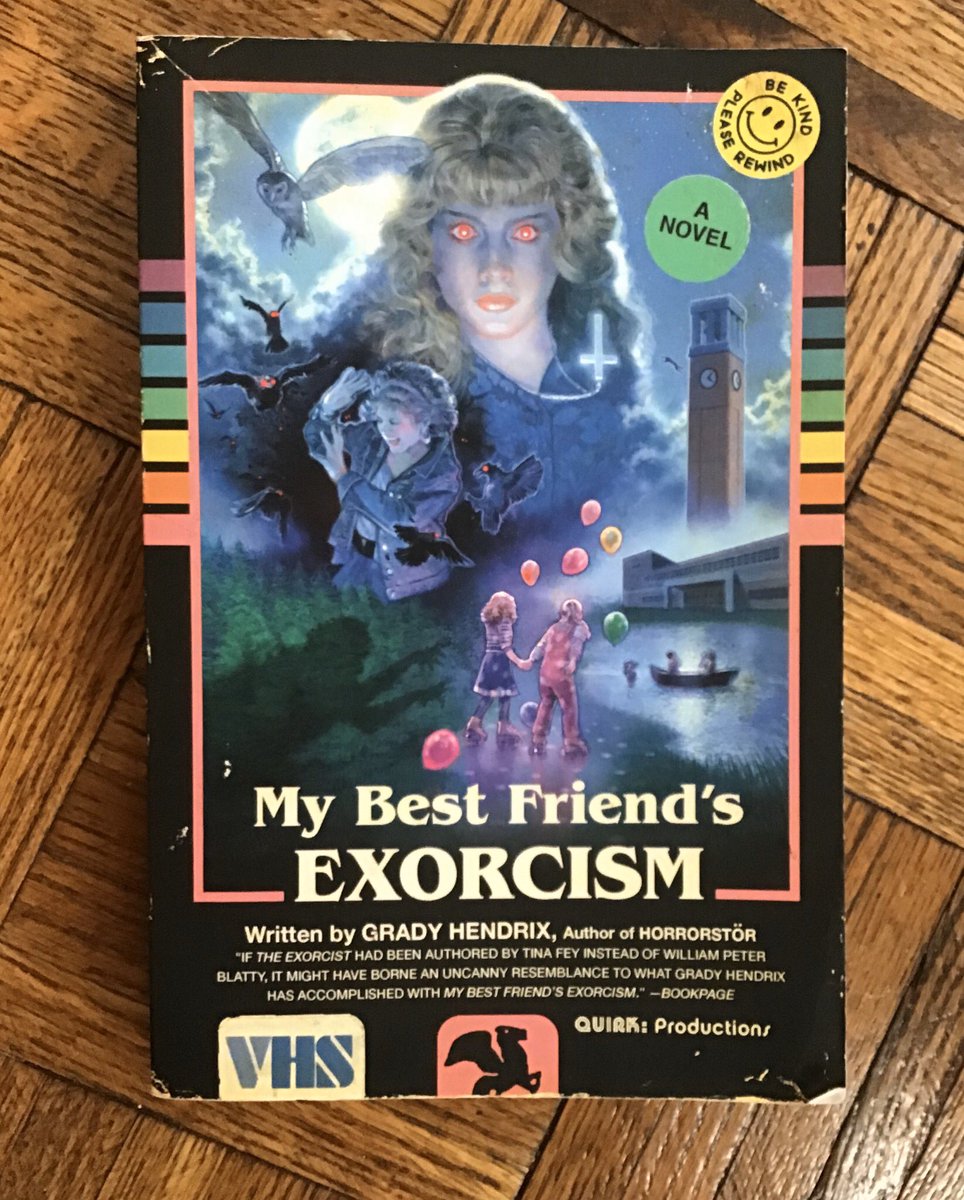 5) My Best Friend’s Exorcism, Grady Hendrix. Quirk Books. Cover illus. by Hugh Fleming, design by Doogie Horner. ISBN 978-1-59474-976-6. Fiction.Hendrix is a HERO insisting on cool covers for his books. This one is designed with PRINTED WEAR to look like an old VHS tape. RAD!!