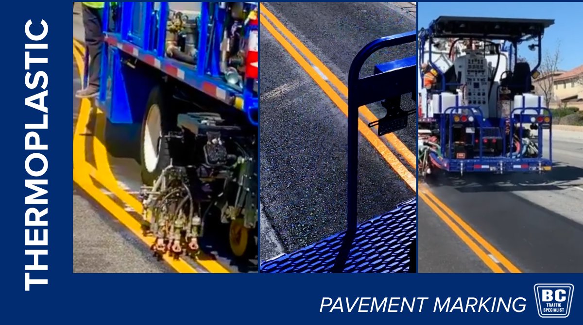 BCTraffic1's tweet photo. Consider thermoplastic striping for a superior alternative to conventional paint pavement markings. BC Traffic owns the largest Thermoplastic Striping Trucks available and with our superior equipment and commitment to quality, we guarantee Superior Results! https://t.co/gRZURDFx99