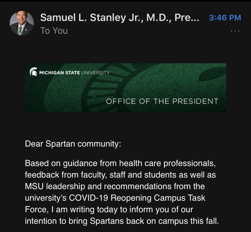 LET’S GOOOOOOOOOOO. BACK ON CAMPUS THIS FALL SPARTANS!!! 😤