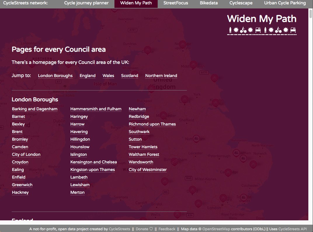 Where should wider pavements and cycle tracks be created? Our lovely new site lets you tell councils and campaigners where these are most needed, wherever you are. widenmypath.com