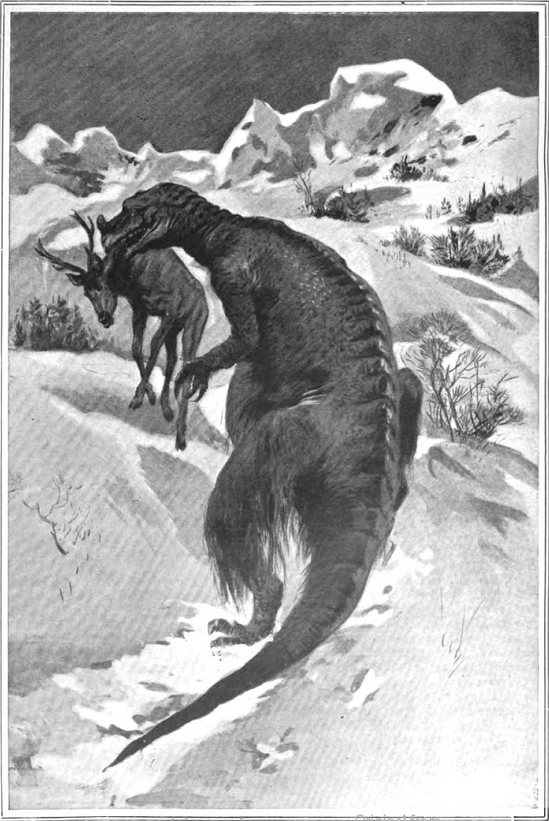 CryptoLoren's tweet image. "The Monster of 'Partridge Creek'" (1908) by French writer Georges Dupuy is pure #cryptofiction set in Canada. @SRBissette calls it a "slice of great northern Yukon territory fiction" involving early "Western/paleontology tales" of still-living dinosaurs. *Fiction!* @CryptoLoren