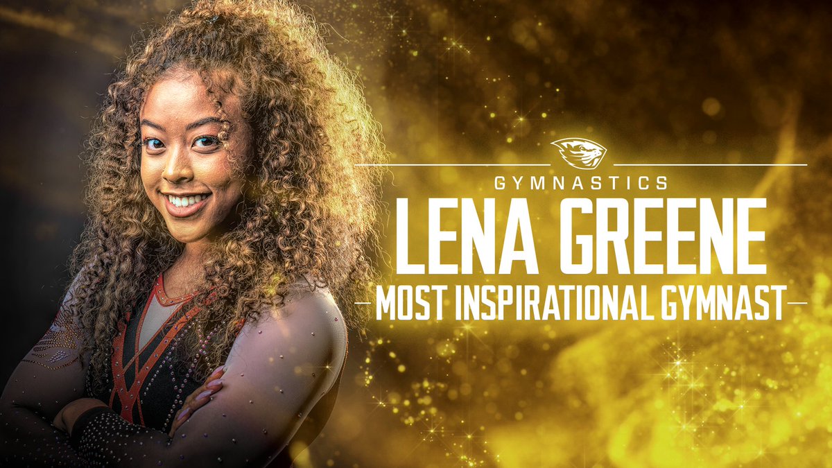 . @lena_greena has been selected as  @BeaverGym's Most Inspirational Gymnast. She is a two-time captain ready for a breakout season, before an injury kept her sidelined. She maintained a positive attitude & helped in every way despite being unable to compete.  #TheBennys  #GoBeavs