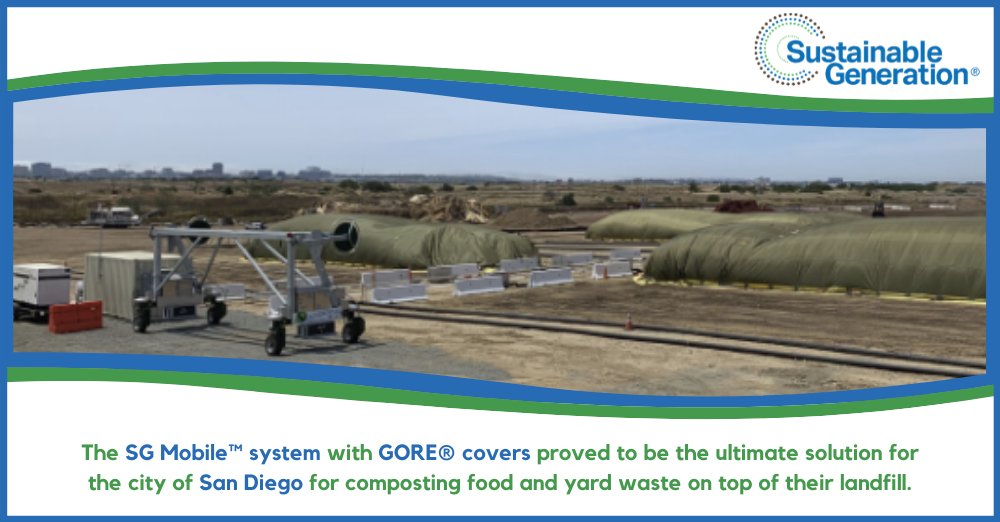 SustainableGen1's tweet photo. The SG Mobile™ system with GORE® covers proved to be the ultimate solution for the city of San Diego for composting food and yard waste on top of their landfill. https://t.co/UzuZxjsCKs https://t.co/9j6gxXU3Qf