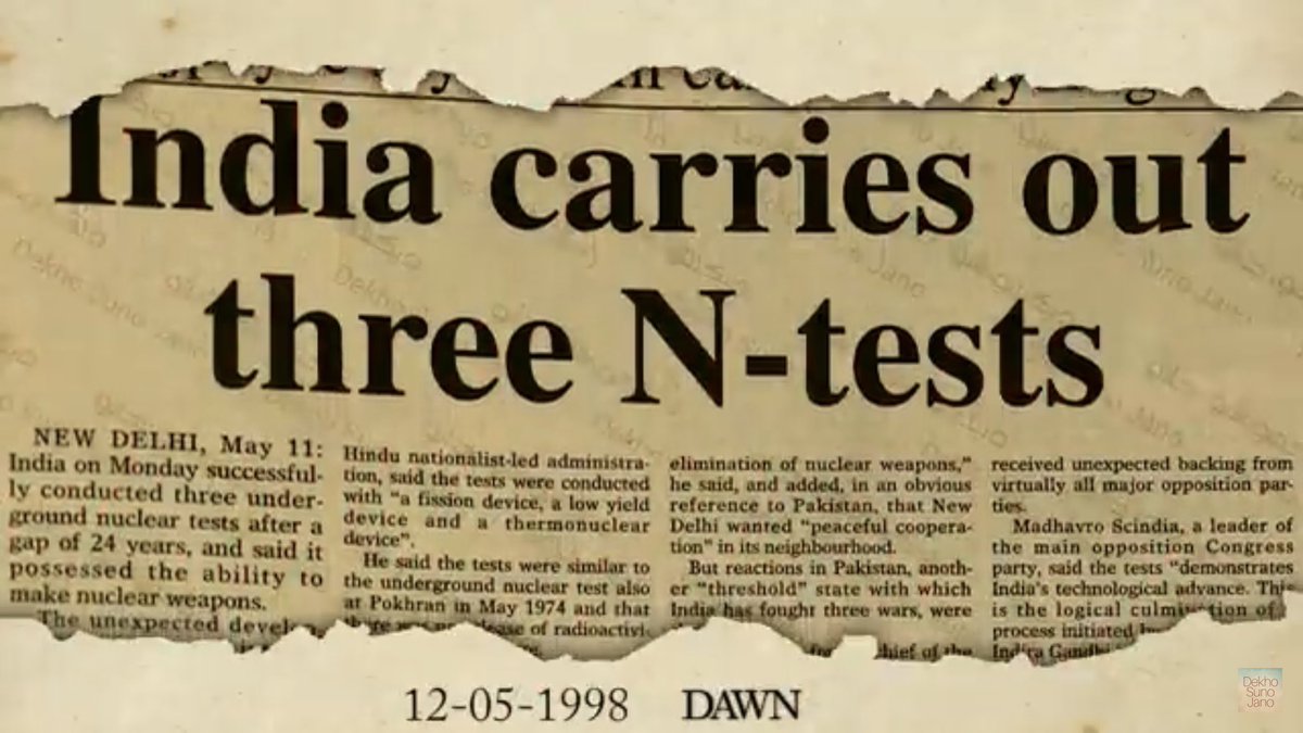 On 11th May 1998  #Pakistan PM Nawaz Sharif was on the official tour of Kazakistan when he received the news that  #india conducted three  #Nuclear tests in pokhran, Rajasthan 10/n  #يوم_تکبير