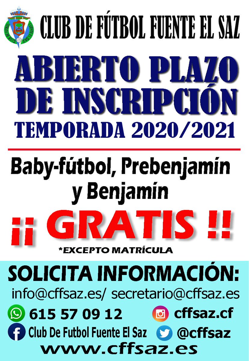 cffsaz's tweet photo. Seguimos trabajando, abierto plazo de inscripción para la temporada 2020/2021, si quieres jugar con nosotros infórmate

#VamosFuente https://t.co/DKKdwbxYXt