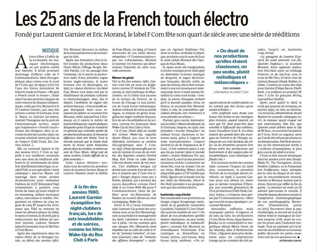 Yvan_111's tweet photo. Les 25 ans de #FCommunications dit #FCom le label français fondé par Éric Morand et @laurentgarnier, article via @lemondefr 📸 @ScanXmusic FB
#FrenchTouch #electro #musique #WakeUp @rexclub @oizo3000 @PiasFrance https://t.co/9oTQKk5EMt