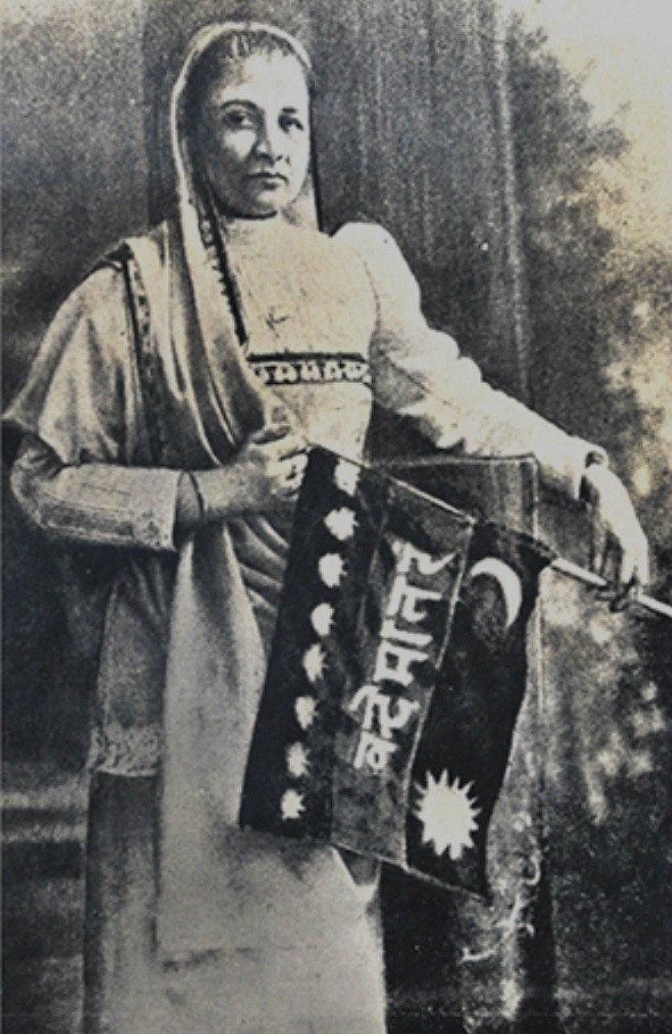 35. Madam Bhikaji Cama and Sardar Singh Rana were chosen to go as delegates. Vinayak and Hemchandra Kanungo designed the first Indian flag which was unfurled there by Bhikaji Cama. She thundered, “This is the flag of Indian Independence. Behold, it is born!”