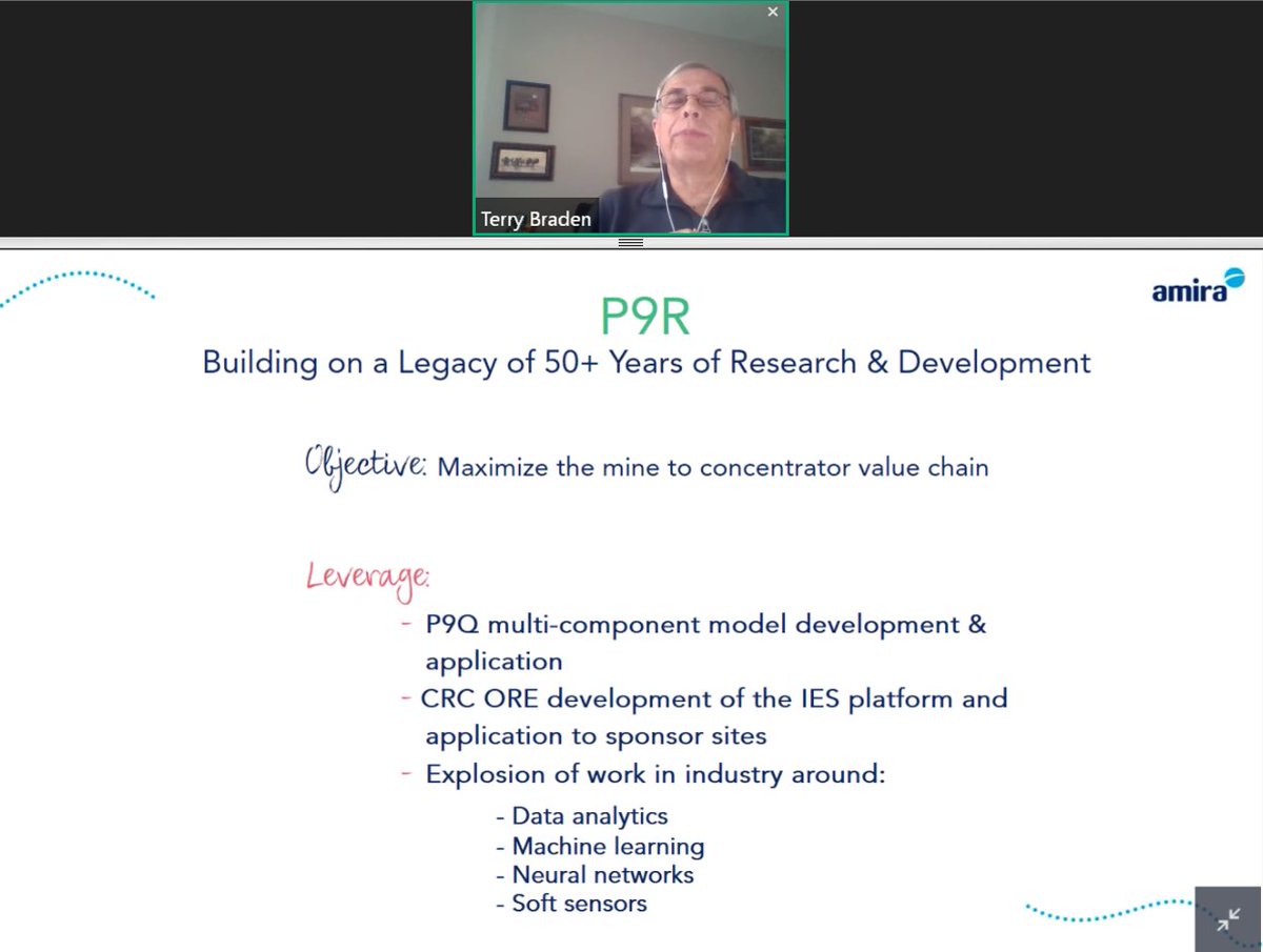 _Amira_Global's tweet photo. Terry Braden and Nick Beaton discussing #P9R building on +50 years development and leveraging technologies to multicomponent model development & application; IES platform; and digital developments
#24HrGlobalMuster #keeptheconversationgoing #futureprocessingprogram #ALTA2020 https://t.co/gUpbYrMrg3