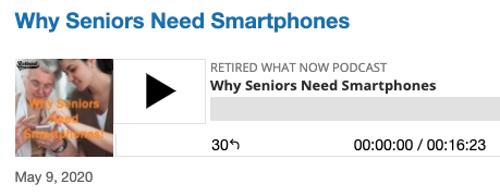 RetiredWhatNow's tweet photo. If you are part of the 15% of seniors with no phone or the 40% that aren’t using a smartphone, you should reconsider.

In this podcast, I will discuss how my wife &amp; I use our Smartphones &amp; the applications we find very valuable: https://t.co/zAvK7oEONP

#WhySeniorsNeedSmartPhones https://t.co/crU0b3Tzmv