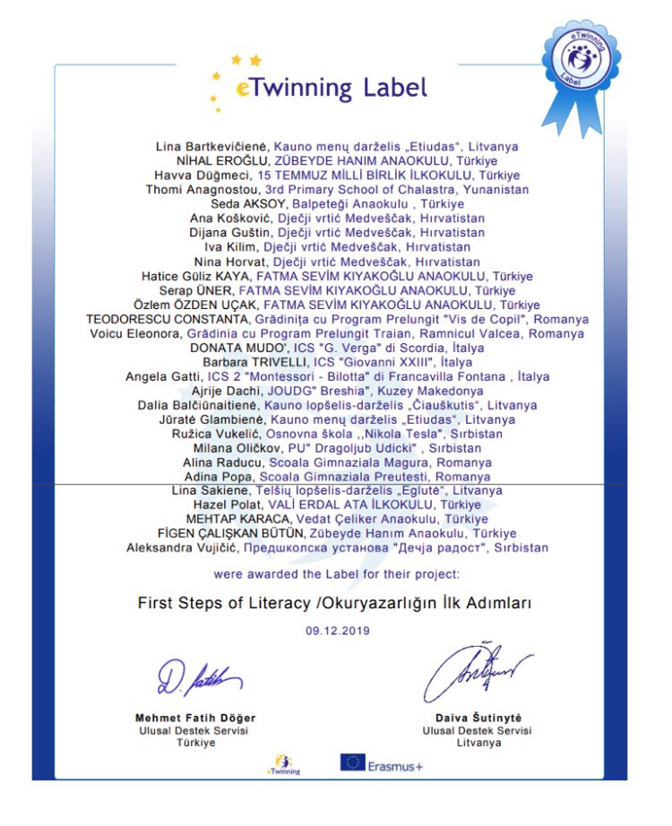 Ortağı olduğum FIRST STEP OF LITERACY eTwinning projemizin tanıtımı <a href="/tretwinning/">eTwinning Türkiye</a> <a href="/turangore/">Turan GÖRE</a> @ns4941 <a href="/MusMilliEgitim1/">Muş İl Millî Eğitim Müdürlüğü</a> <a href="/EtwinningMus/">Muş_eTwinning</a> <a href="/eminengin17/">Emin Engin</a> <a href="/AnaokuluMus/">Balpeteği Anaokulu Muş</a>
