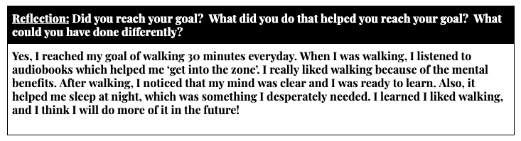 The power of reflection at it's finest!  Taking time to process, and connect how you feel to what you do is powerful. Many students commented on how good they feel after exercise in their reflections this week :)  Yes...it's starting to sink in!!!  This is one example.
#HPEatHome
