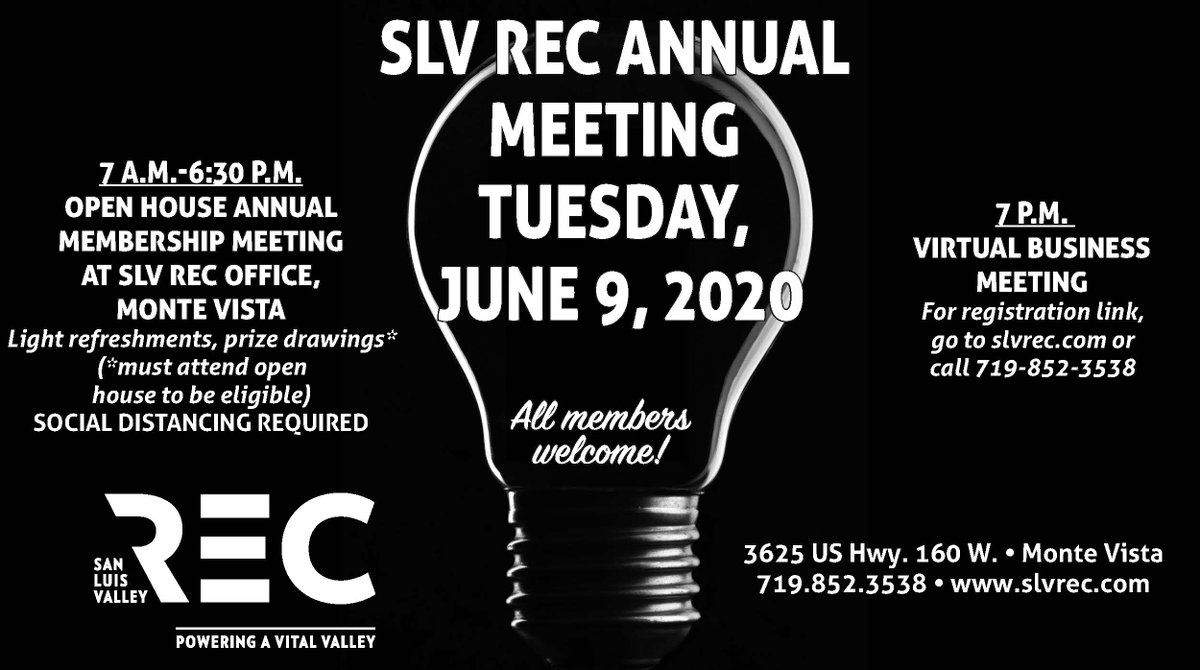 SLVREC's tweet photo. Annual meeting coming up! #PowerOn #Coop https://t.co/kNepTB1jjY