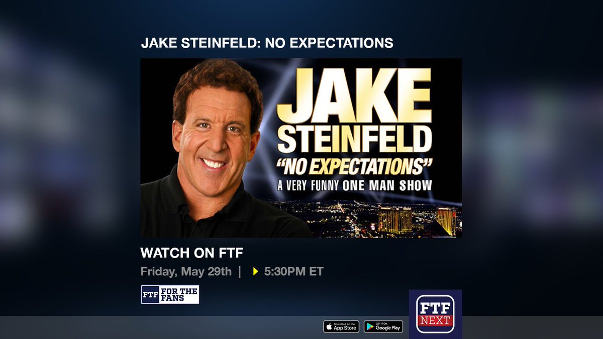 WatchFTFSports's tweet photo. Tune in to FTF this FRIDAY, May 29th for the Premiere of Jake Steinfeld: No Expectations.
"A Very Funny One Man Show" Watch @ 5:30 pm ET only on https://t.co/hsUogqnVYi or https://t.co/ZSoTyumWdM.
#DontQuit #BodyByJake #JakeSteinfeld https://t.co/QrFVeNe39W