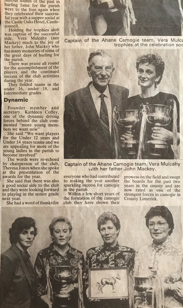 AhaneCamogie's tweet photo. We have a newspaper clipping today which is all about the 1988 Intermediate League and County Double win 👏🏻💚💛 

#CantSeeCantBe 
The article was published in the @Limerick_Leader on the 11th February 1989 https://t.co/JdN3zPwrGX