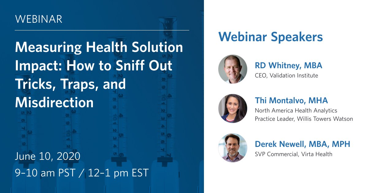 virtahealth's tweet photo. Our next webinar on June 10th explores the measurement of health impact. Join us as executives at Willis Towers Watson and Validation Institute share bullet-proof frameworks to fact-check vendor health outcomes.
https://t.co/K43nKsRDan https://t.co/9QLfDPba68