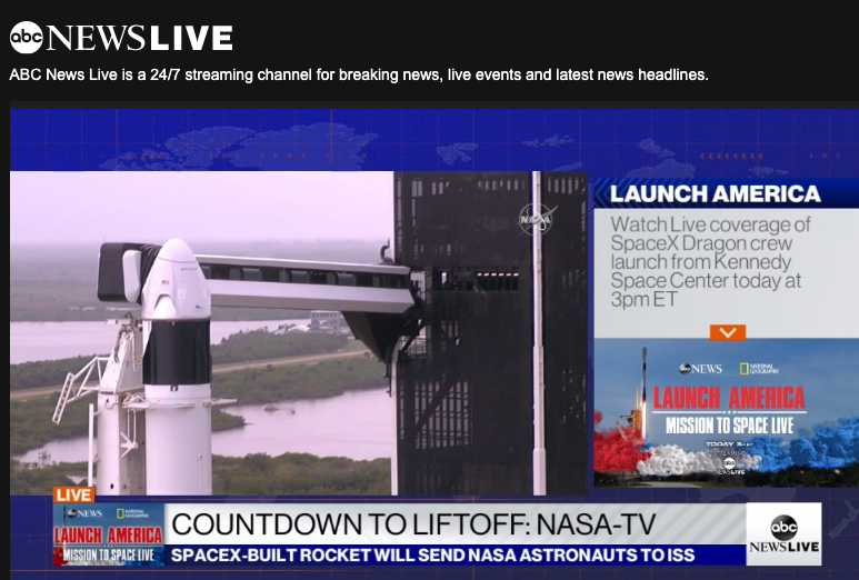 BREAKING: Today's SpaceX launch delayed due to weather. The next attempt will likely be Saturday afternoon

#LaunchAmerica
<a href="/ABCNewsLive/">ABC News Live</a>
WATCH LIVE: gma.abc/3da4NcH