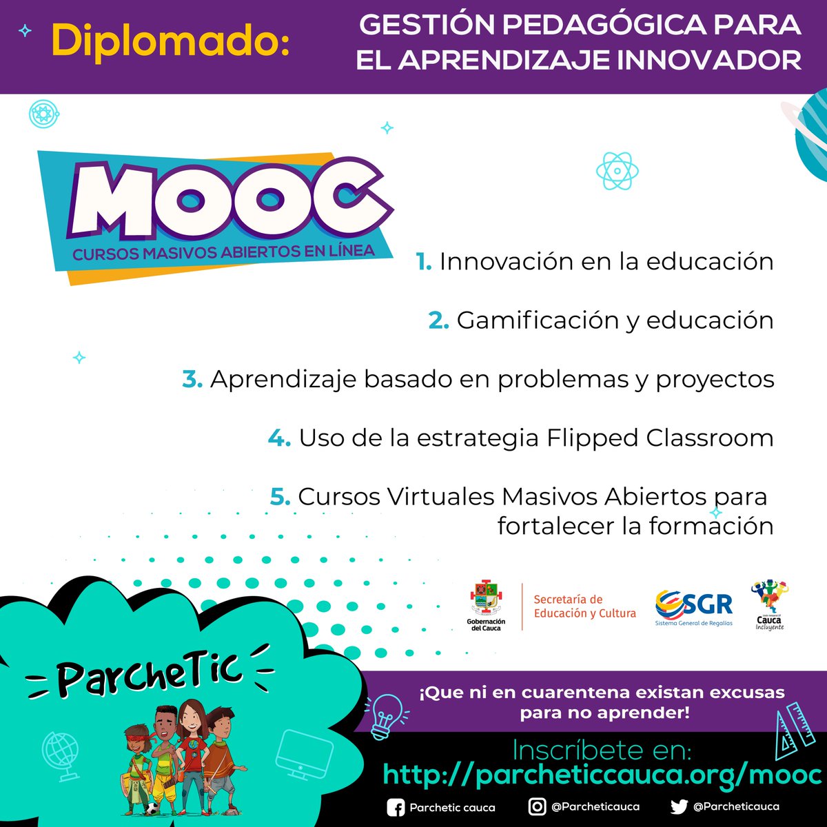 parcheticauca's tweet photo. 🙋🏻✨¿Y tú ya te certificaste en alguno de los Diplomados que #ParcheTIC tiene disponibles para ti?
Inscríbete aquí: https://t.co/AHeAuP9Sdd
✔️DIPLOMADO 1: Gestión pedagógica para el aprendizaje innovador
(Realiza los 5 cursos correspondientes, para recibir tu certificado) https://t.co/Z7P4eEfGhy