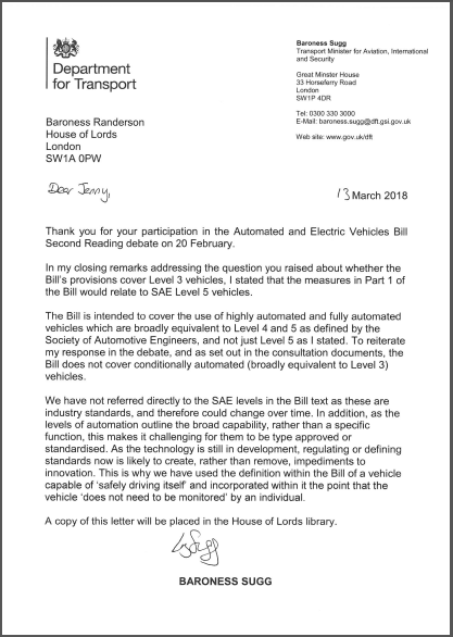 Conventional wisdom has it that the Act applies to highly and fully automated vehicles (i.e. ~ SAE Levels 4 and 5). This is largely informed by the 'will write' letters from Ministers during the passage of the Bill through Parliament.