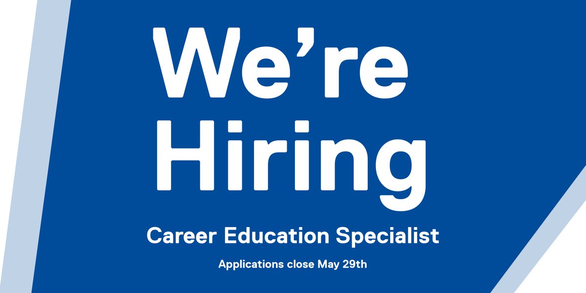 We're hiring! We're look for a Career Education Specialist to join our team. 
Interested? Act quickly! The Career Education Specialist role closes on May 29th - bit.ly/2020CEdSpec 

#careerdevelopment #highereducation #education #joinourteam