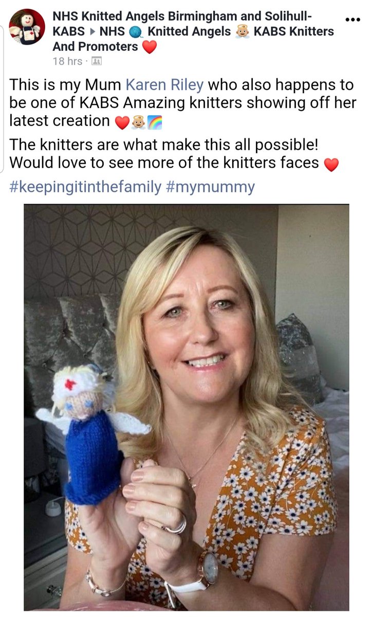 danimoo80's tweet photo. After some lovely photos of smiling #keyworkers receiving their personal #angelsforangels #knittedwithlove we now have one of @NhsKabs member @kjr2508 with some of her lovely knits 💙👼 She also happens to be midwife &amp; founder of the group @emzys1986 mommy #keepitinthefamily 🌟👏 https://t.co/X78wMlX5Jd