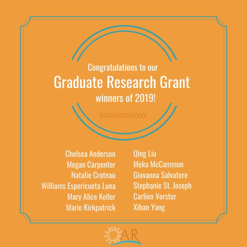 AutismOAR's tweet photo. Congratulations to the recipients of OAR's 2020 Graduate Research Grant Competition! The program was designed to help fund high-quality graduate research studies related to #autism. Keep an eye out for more details on their studies! https://t.co/S6LNkwZIid https://t.co/TeBUdGUuiF