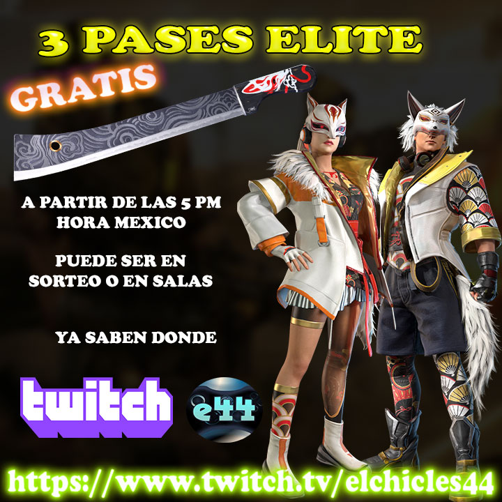 Hoy SORTEO DE PASES ELITE

A partir de las 5 pm hora mexico

ya saben en donde 😉👇
twitch.app.link/elchicles44