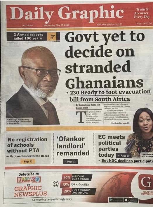 And I just saw this front page news circulating on social media... so asking myself, why did the various embassies take our details making it seem as if we will be moving any time soon? 