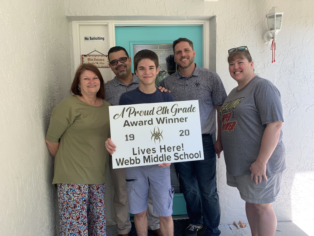 Today was a great day in the Webb.  We celebrated our 8th grade award winners &amp; delivered Webb signs &amp; their certificates.  Our parents were amazingly thankful and most hospitable. We truly have an amazing school community..  <a href="/AddisonGDavis/">Addison Davis</a> <a href="/SteveCona/">Steve Cona</a> <a href="/hcpsMS/">HCPS Middle Schools</a> <a href="/LetoHighSchool/">Leto High School</a>