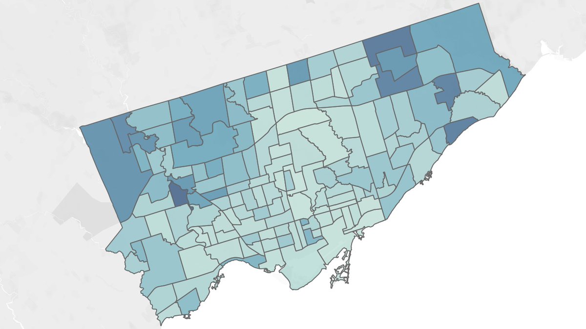 Looking at the City of Toronto's just released data and it's clear that this is a pandemic by postal code. Here's the map of cases per 100,000 population.  https://www.toronto.ca/home/covid-19/covid-19-latest-city-of-toronto-news/covid-19-status-of-cases-in-toronto/