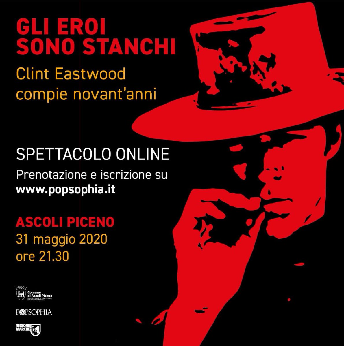 Popsophia's tweet photo. Questa domenica dalle ore 21.30, sul nostro sito, il #PhiloshowWeb dedicato ai 90 anni di Clint Eastwood.
le prenotazioni qui
https://t.co/zbVe82JY6y
#cinesophia2020
#popsophia2020 https://t.co/LrFgtF9MPq