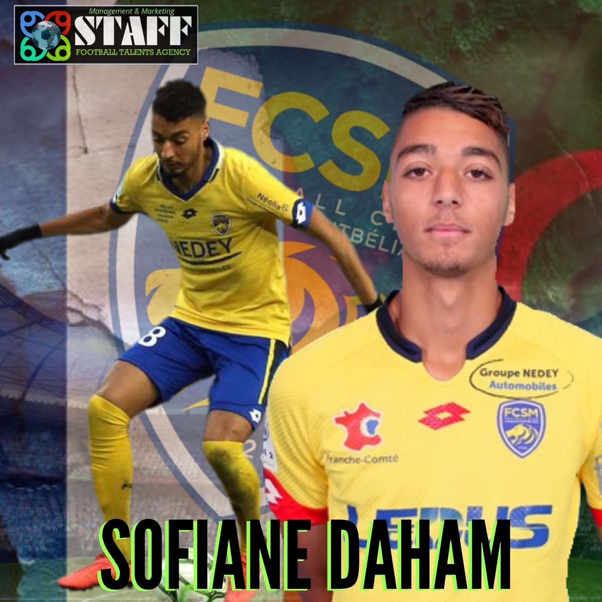 Staff_agencia's tweet photo. Fútbol internacional y jugadores jóvenes una mezcla que asegura proyección y futuro. Hoy presentamos a @SoofianeD jugador del @FCSM_officiel uno de los grandes jugadores que pronto tendrá gran relevancia en el fútbol europeo
#Staff_Agencia
#agenciajugadores
#footballagencynetwork https://t.co/26KXTd4pPc