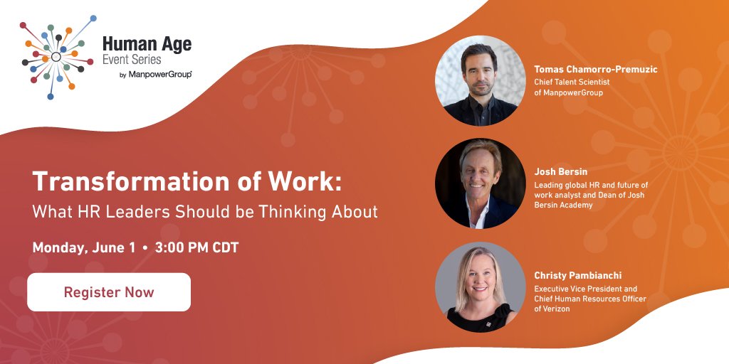 ManpowerGroup's tweet photo. Covid-19 is accelerating and transforming the way we work. Learn from @Josh_Bersin, @ChristyPVz &amp; @drtcp how HR leaders can help drive this change and create a better future of work and future for workers: https://t.co/CoXGp92562  #HumanAgeEvents https://t.co/qNv4XlaSDJ