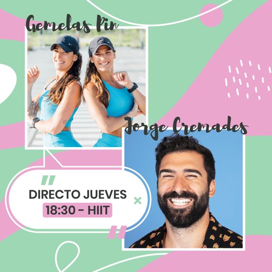 💥💥Nos vemos mañana 18:30 en instagram ¡¡No os lo podéis perder !! Con #JorgeCremades . Os esperamos a todos #TeamGemelasPin