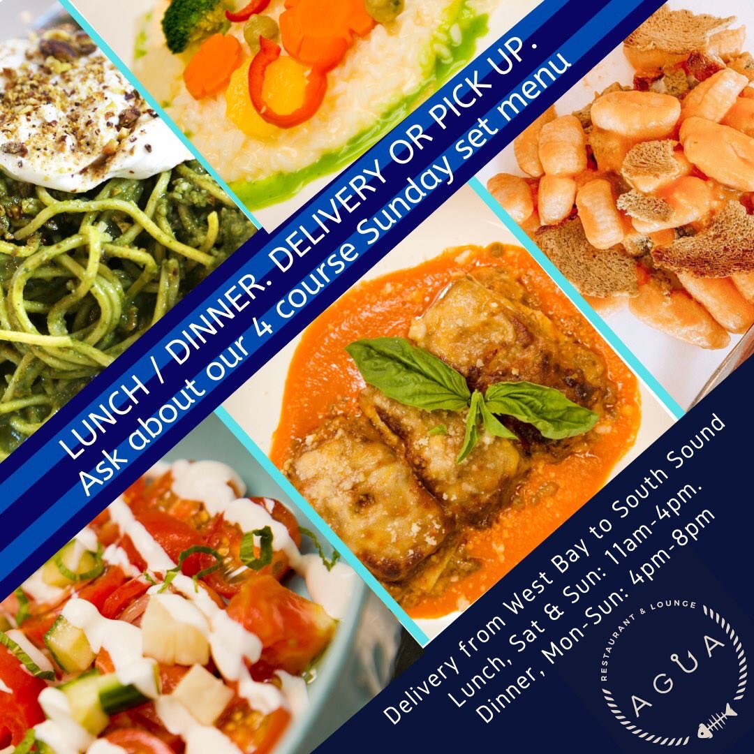 Sick of cooking 3 meals a day? Give yourself a break, order from <a href="/AguaCayman/">AguaCayman</a> 
Dinner delivered, Mon-Sun 4pm-8pm
Lunch delivered, Sat &amp; Sun 11am-4pm.
agua.ky to see our a la carte menu or choose our $25 set menu.
Ask about our Sunday 4 course lunch/dinner