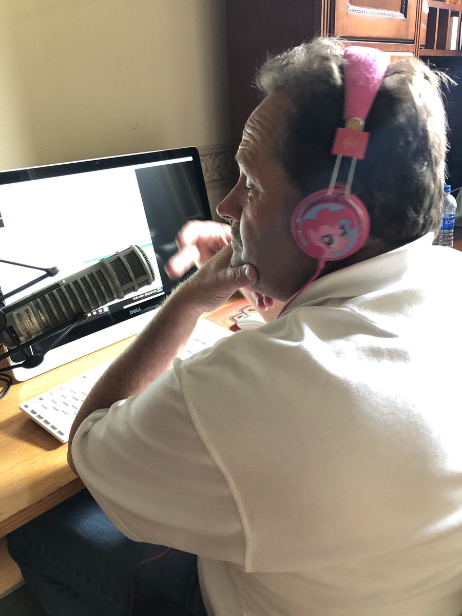 Theradiovoice20's tweet photo. When your daughter takes your headphones and you are forced to go with the My Little Pony cans #makingdue https://t.co/MxbHygAJOr