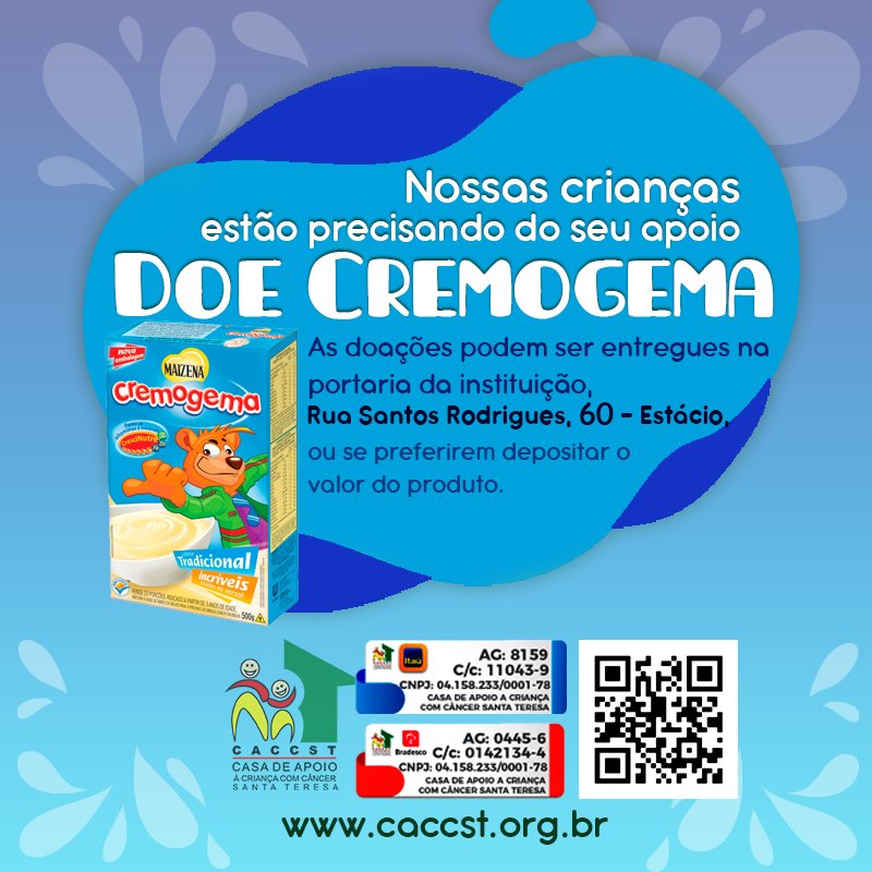 CACCST's tweet photo. Estamos precisando com urgência destes itens. As doações podem ser entregues na portaria da instituição ou se preferir através de depósito.

BRADESCO - Agência: 0445-6
Conta corrente: 0142134-4
Titular: Casa de Apoio à Criança com Câncer Santa Teresa
CNPJ: 04.158.233/0001-78 https://t.co/mleTuOJusD