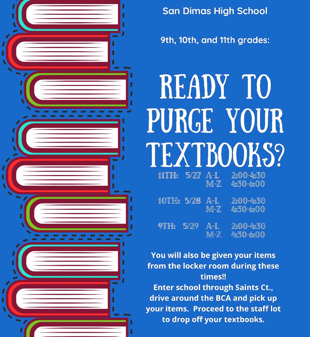 Please make sure your books are NOT in your trunk.