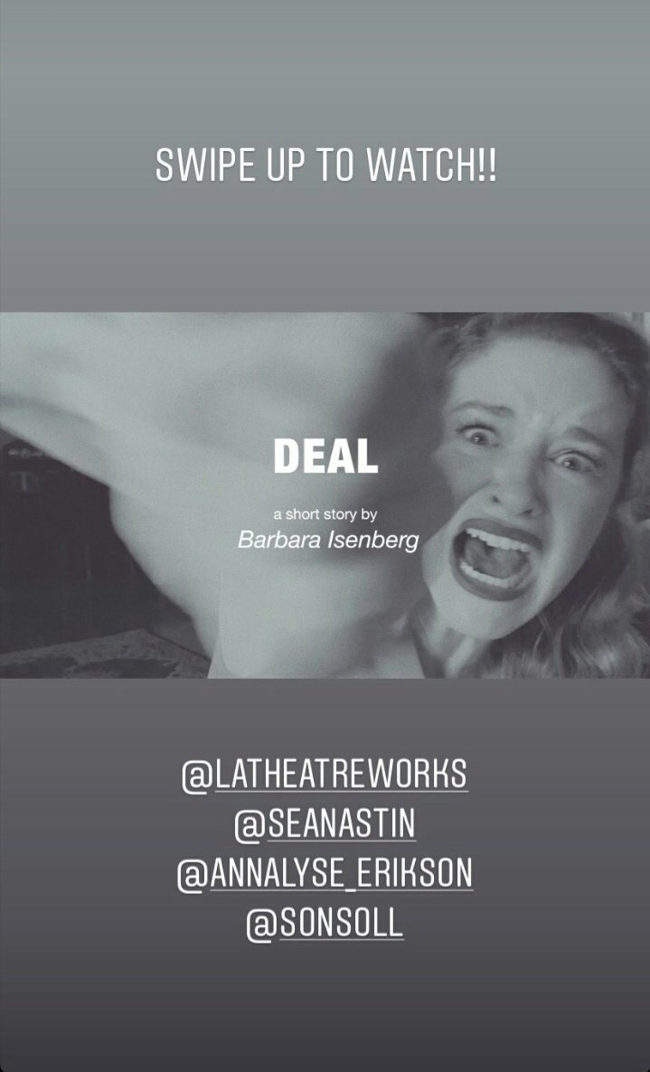 SarahDrewDaily's tweet photo. Go to see @sarahdrew and @SeanAstin in the LATW short story cinema "Deal" by Barbara Isenberg @LATheatreWorks 

Watch it here Video: https://t.co/aoLEMswsC1

📷| @sarahdrew IG stories https://t.co/wgG65XSOKf