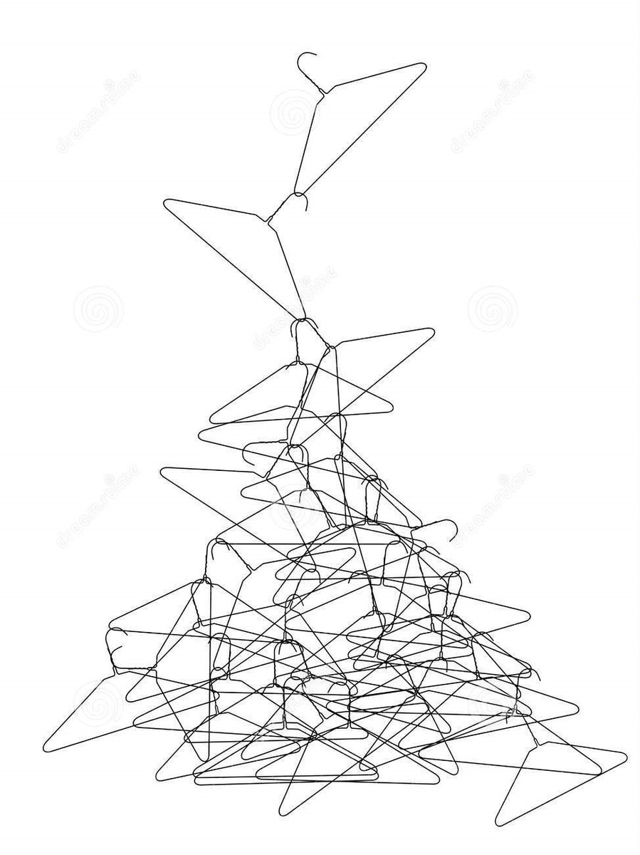 And occasionally, if they're lucky or really clever about which hangers they grab, they'll pull out an elaborate, delicate, almost ornamental network of hangers– a chandelier– that provides deep insight into the internal structure of some tangled pile.