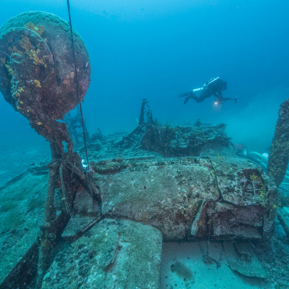 LZMichigan's tweet photo. #WGVU at 9pm has a special @novapbs that takes you underwater w/archaeologists &amp; technical divers excavate the wreckage of the B-24 Liberator bomber Tulsamerican in hopes of finding out what happened to the three airmen who went missing in the 1944 crash off the coast of Croatia https://t.co/dcGS3TM1rX