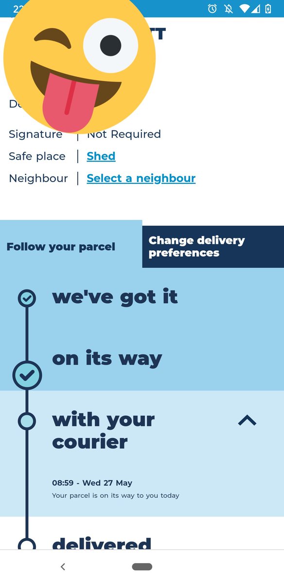 Germainehepp's tweet photo. @Hermesparcels please can I have an update on my parcel, I've had this twice, Monday this week and today (wed) and a text both days to say parcel is with courier but nothing? Thank you https://t.co/8x4T3p0mvV