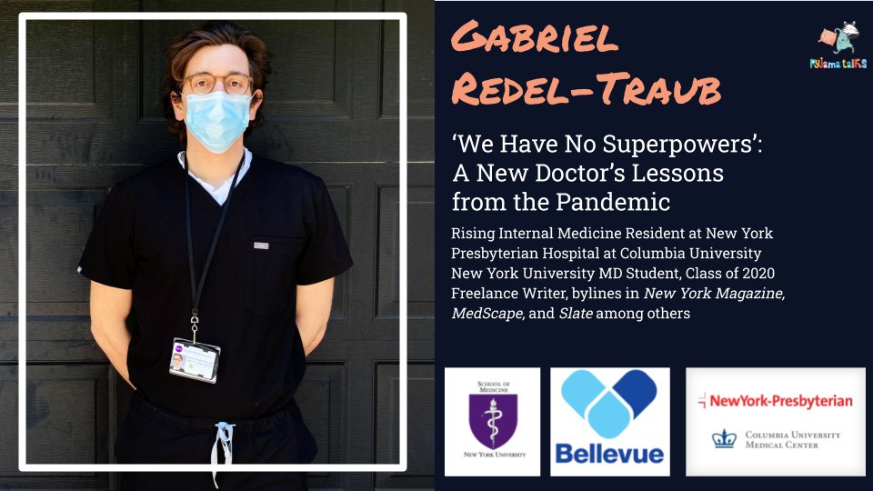 PyjamaTalks's tweet image. Tonight we&apos;re talking to the incredible @RedelTraub, about being a new doctor during the pandemic. If you haven&apos;t read it yet, check out his @NYMag article on the topic before tuning in tonight: nymag.com/intelligencer/…