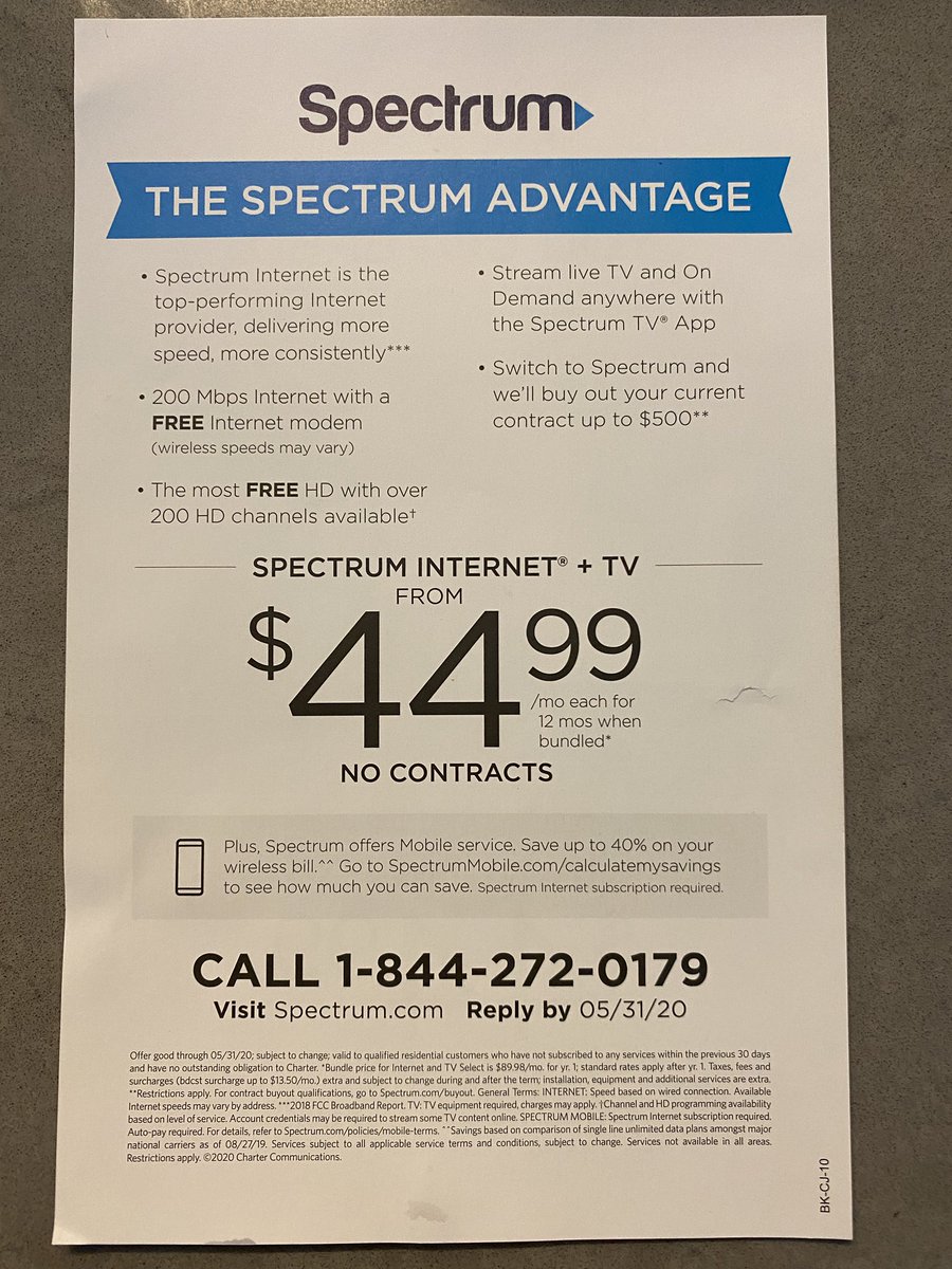 No one evidently gave Spectrum a heads up that they should modify their ad layout to cater to the “millennial direct mail audience” (yes, I’m saying that’s a thing now). Too much copy, lots of clutter, and confusing / misleading offer. Missed opportunity, all things considered.