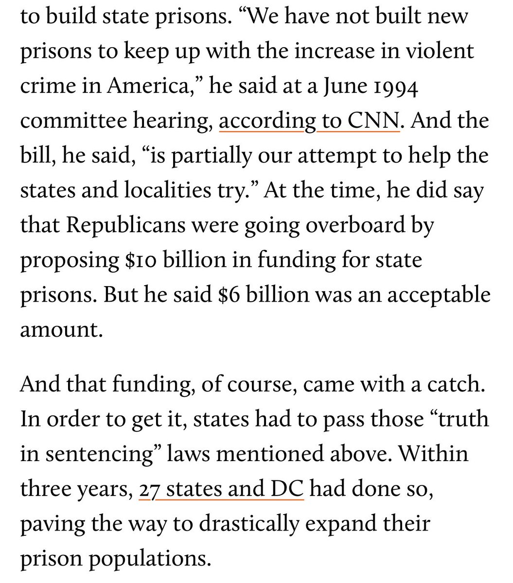 He said “one thing I opposed in that bill was people wanting to give money to state prisons to build more prisons. I opposed it, so step back jack!”This is 100% completely and utterly false.From Mother Jones:Biden said,