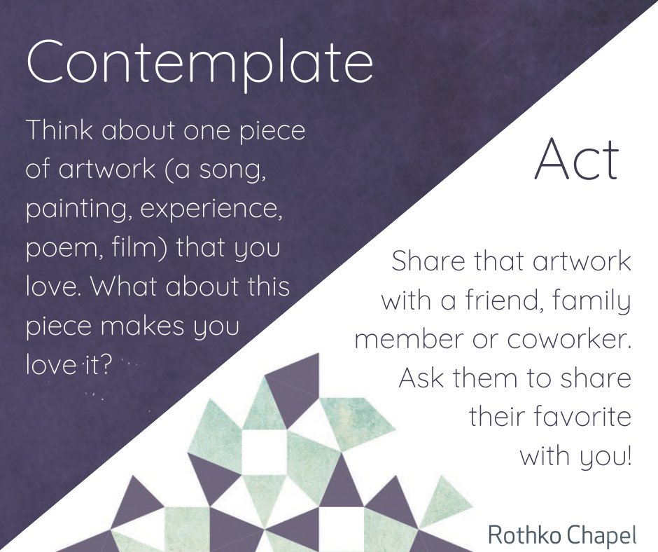 rothkochapel's tweet photo. Feels like a perfect day for a little Contemplation &amp; Action! What artworks inspire you? Share the inspiration with a friend! https://t.co/Gw2XRZCaaD