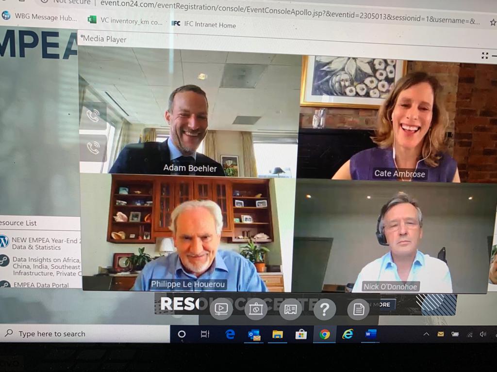 PLeHouerou's tweet image. Billions in #privatecapital have left #emergingmarkets. This makes the counter-cyclical work of Development Finance Institutions critical at this time, as I discussed w/ @AdamUSDFC &amp;amp; @nickodonohoe during an @EMPEA webcast today #COVID19. Great discussion. Thank you!