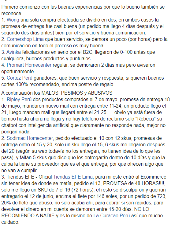 karin_wg's tweet photo. @ocram Un primo compró en varios sitios y aquí sus comentarios @SodimacPeru @RipleyenPeru @promart_peru @LaCuracaoPeru https://t.co/PydrKImw7u