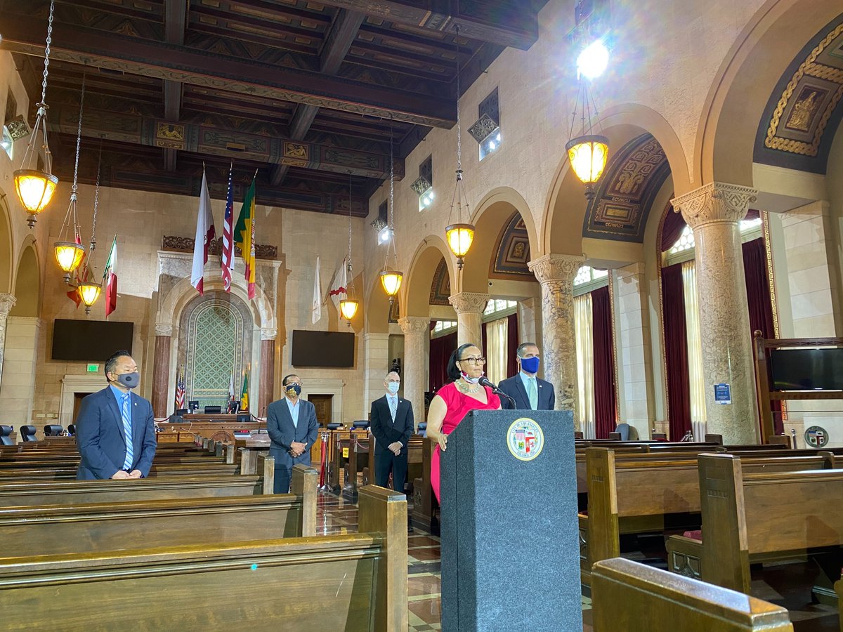 I'm at an in-person news conference at LA City Hall, for the first time in awhile. Council President Nury Martinez just said a motion was introduced to put $100 million from the federal CARES Act into an emergency renter's relief fund.