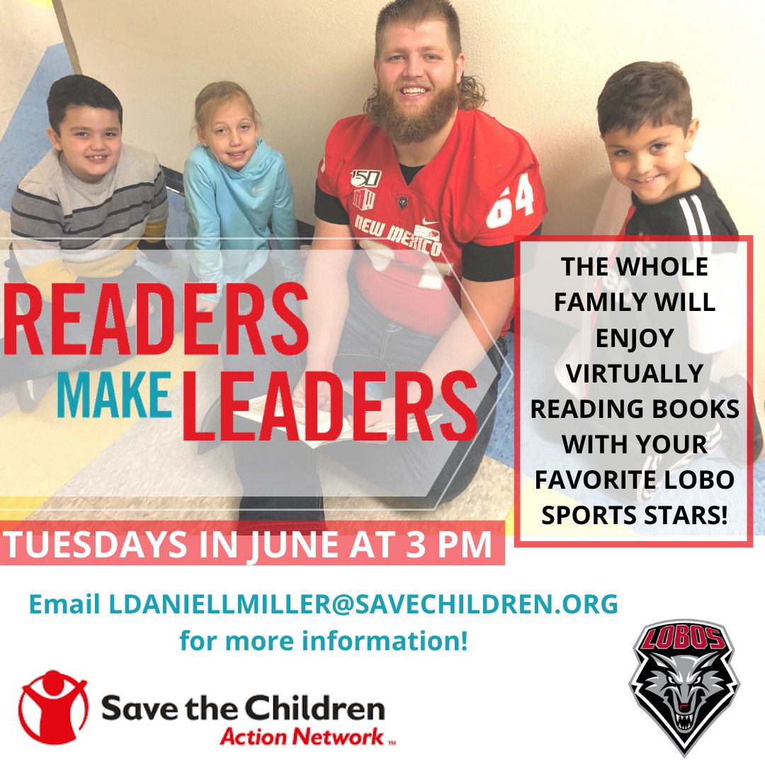 UNMLOBOS's tweet photo. The Lobos are bringing activities to you this Summer alongside @SCActionNetwork &amp; @ABQschools.

We are teaming up for virtual story time during Tuesdays in June. 

More Information⤵️ https://t.co/WCMOswoIT6